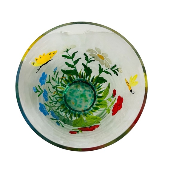 Vintage Hand-Painted Floral  Butterfly Glass Vase - Picture 4 of 6